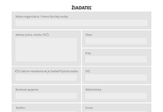 Žiadosť o podporu v programe Komunitné granty